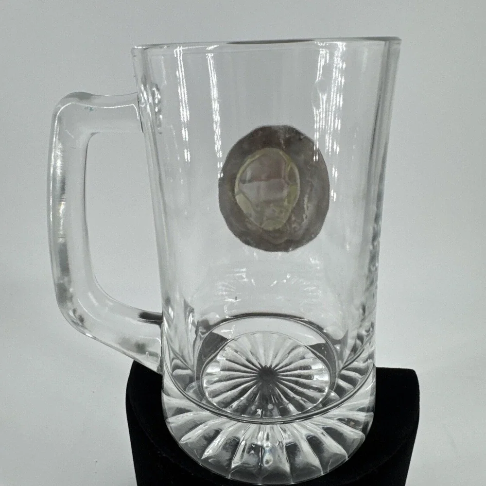 Beer Mug Stein Clear Glass Kent State‎ University Pewter Logo 5.5